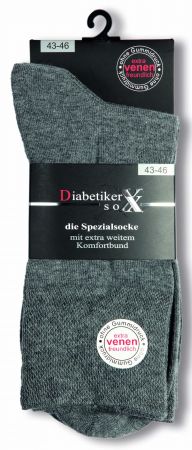 26 804-21 | Damen und Herren Diabetiker Socken grau mit extra weichem Komfortbund 3 Paar