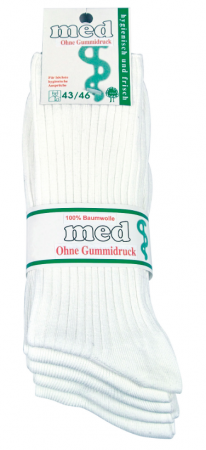 6135 | Socken weiss ohne Gummidruck 100 % Baumwolle