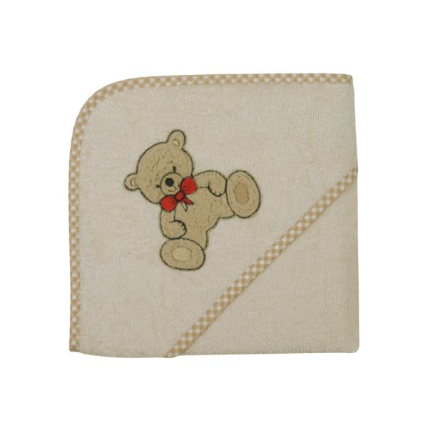 067691 | Baby Kapuzen-Badetuch Teddy II natur 80 x 80 cm