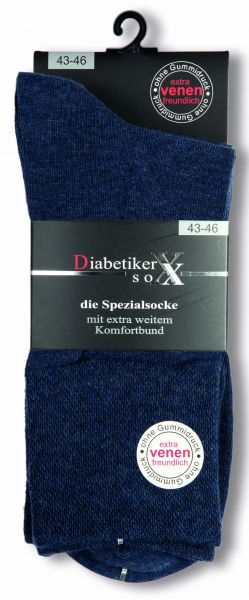 26 808-23 | Damen und Herren Diabetiker Socken jeansblau mit extra weichem Komfortbund 3 Paar