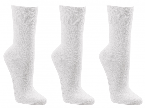 2162 | Komfort  Gesundheits Diabetiker Socken ohne Gummidruck weiss